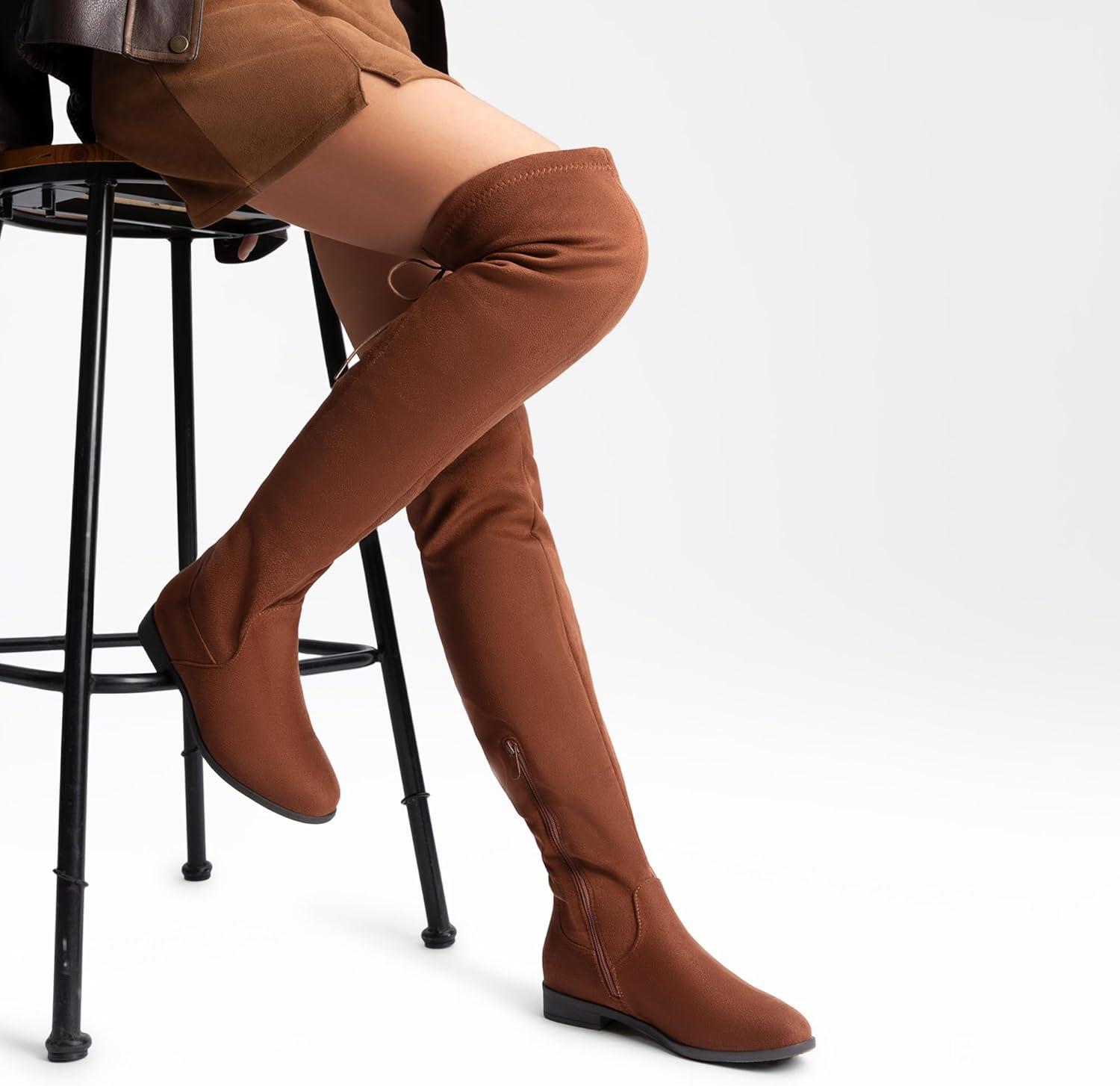 imageDREAM PAIRS Womens Over The Knee High Low Block Heel Riding Boots Uplace LeiTan