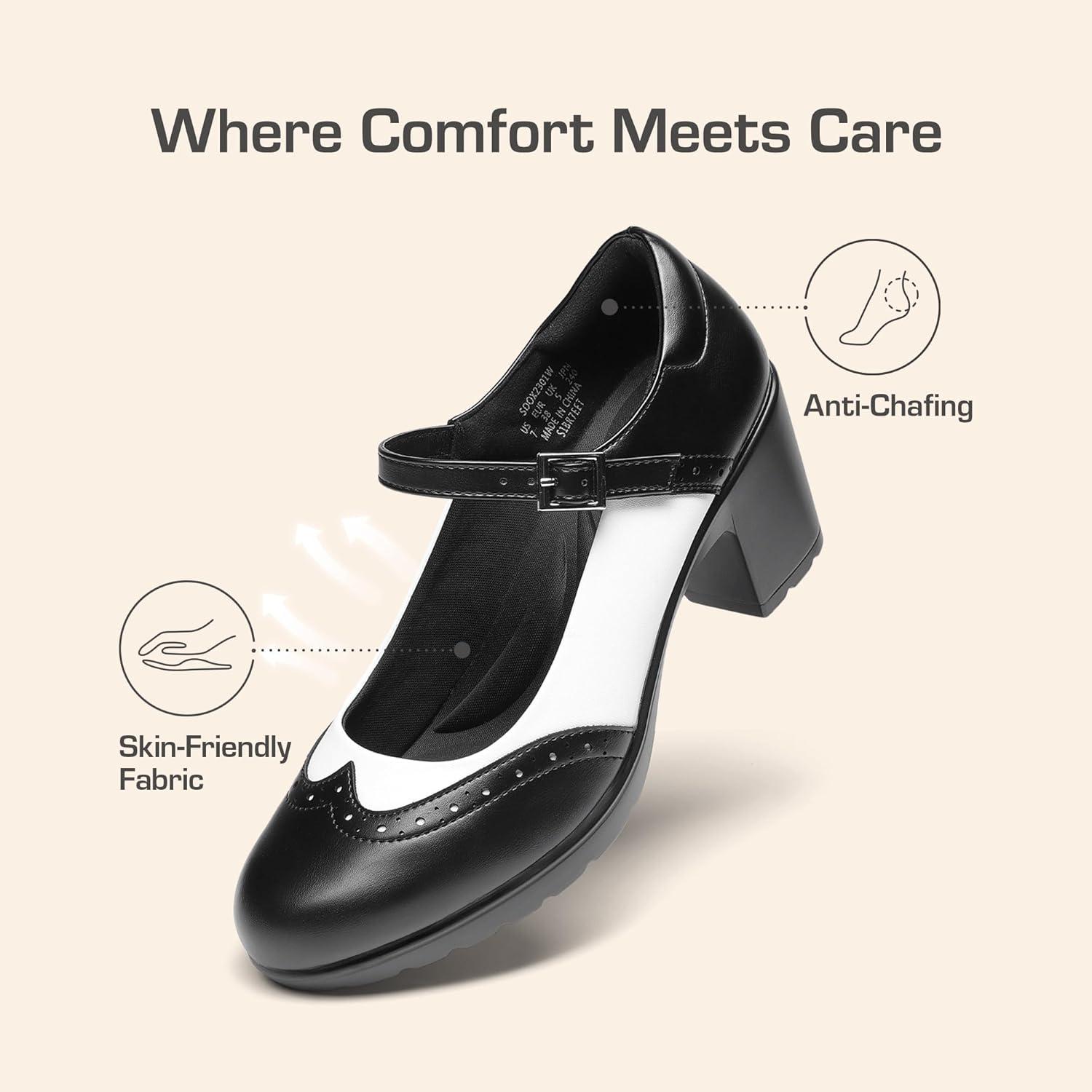 imageDREAM PAIRS Womens Oxfords Mary Jane Dress Shoes Heels for WomenBlackWhitepu