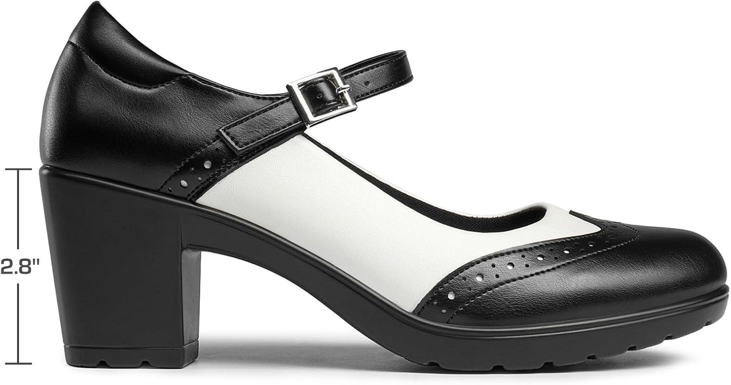 imageDREAM PAIRS Womens Oxfords Mary Jane Dress Shoes Heels for WomenBlackWhitepu