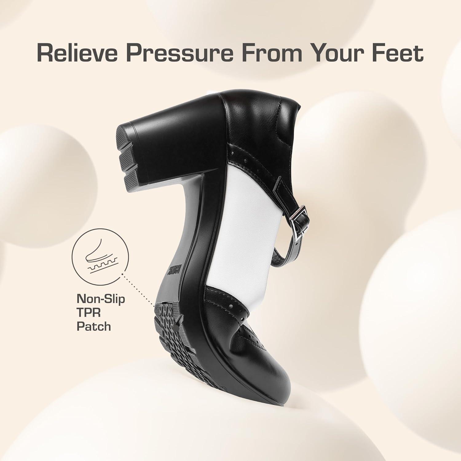 imageDREAM PAIRS Womens Oxfords Mary Jane Dress Shoes Heels for WomenBlackWhitepu