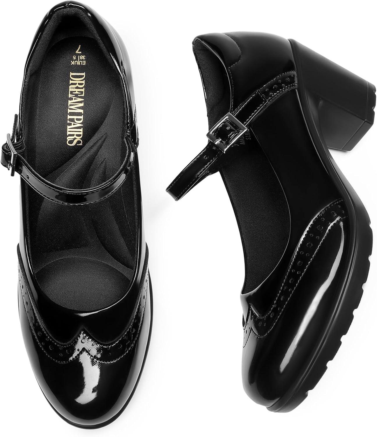 imageDREAM PAIRS Womens Oxfords Mary Jane Dress Shoes Heels for WomenBlackpat