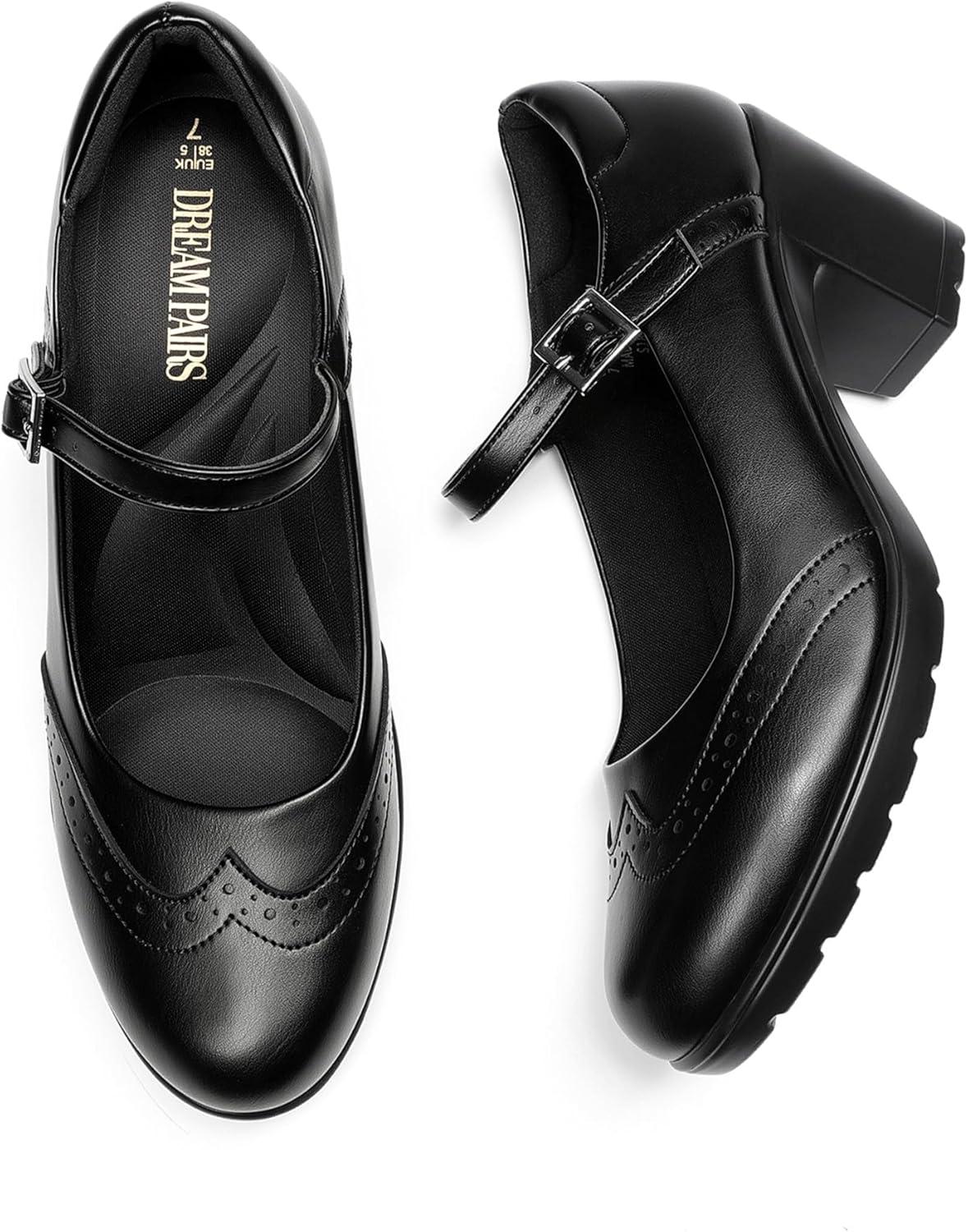 imageDREAM PAIRS Womens Oxfords Mary Jane Dress Shoes Heels for WomenBlackpu