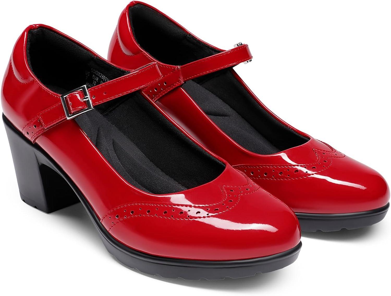 imageDREAM PAIRS Womens Oxfords Mary Jane Dress Shoes Heels for WomenRedpat