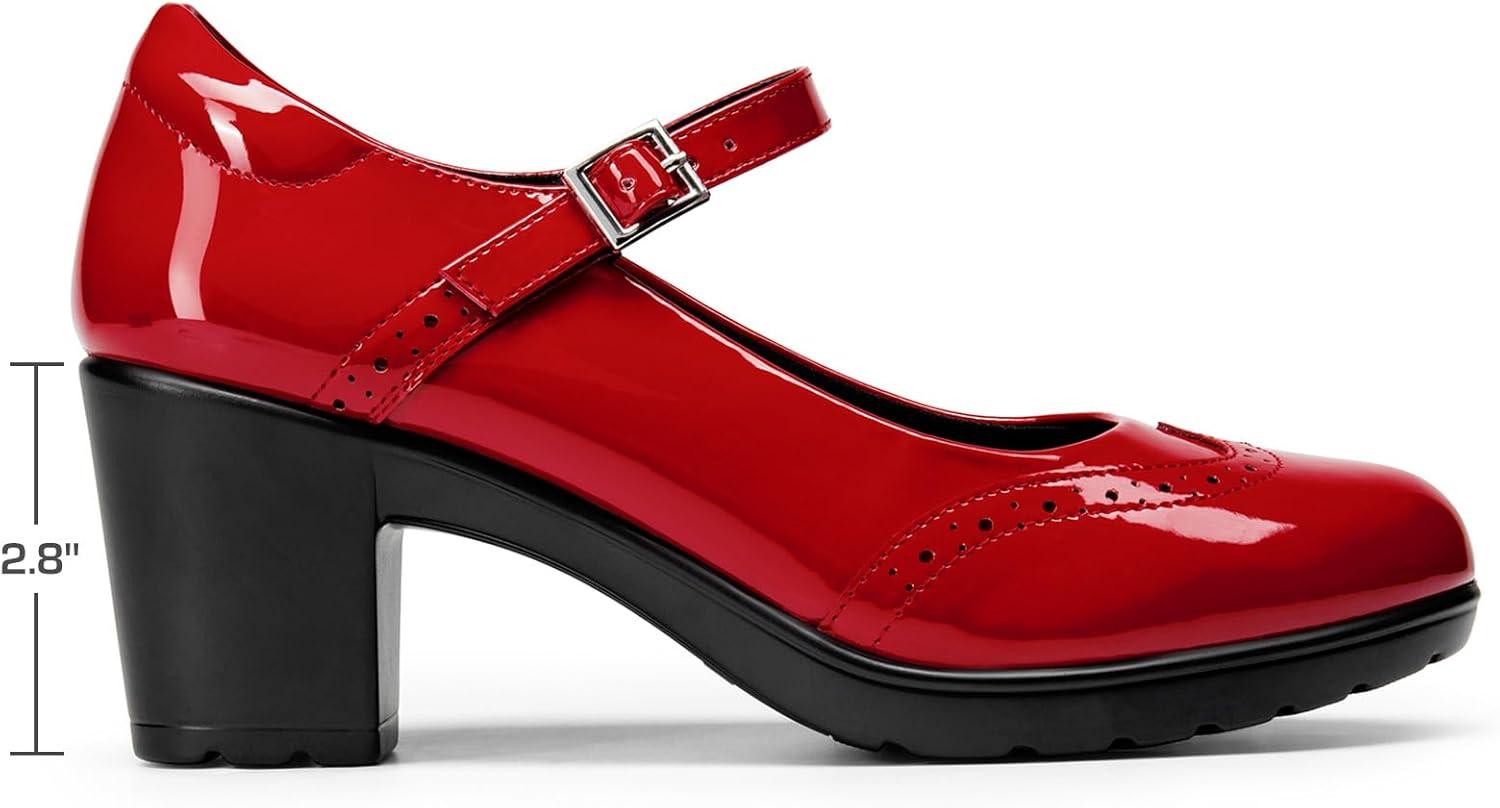 imageDREAM PAIRS Womens Oxfords Mary Jane Dress Shoes Heels for WomenRedpat