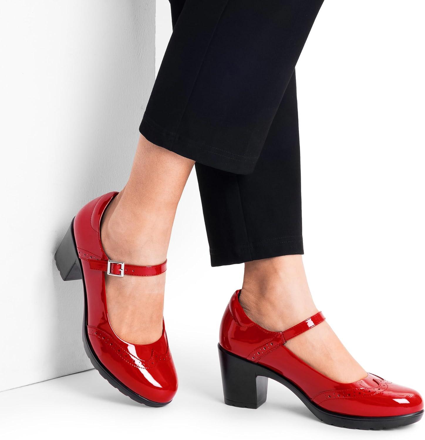 imageDREAM PAIRS Womens Oxfords Mary Jane Dress Shoes Heels for WomenRedpat