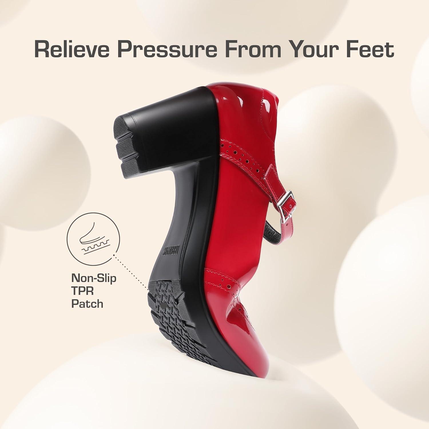 imageDREAM PAIRS Womens Oxfords Mary Jane Dress Shoes Heels for WomenRedpat