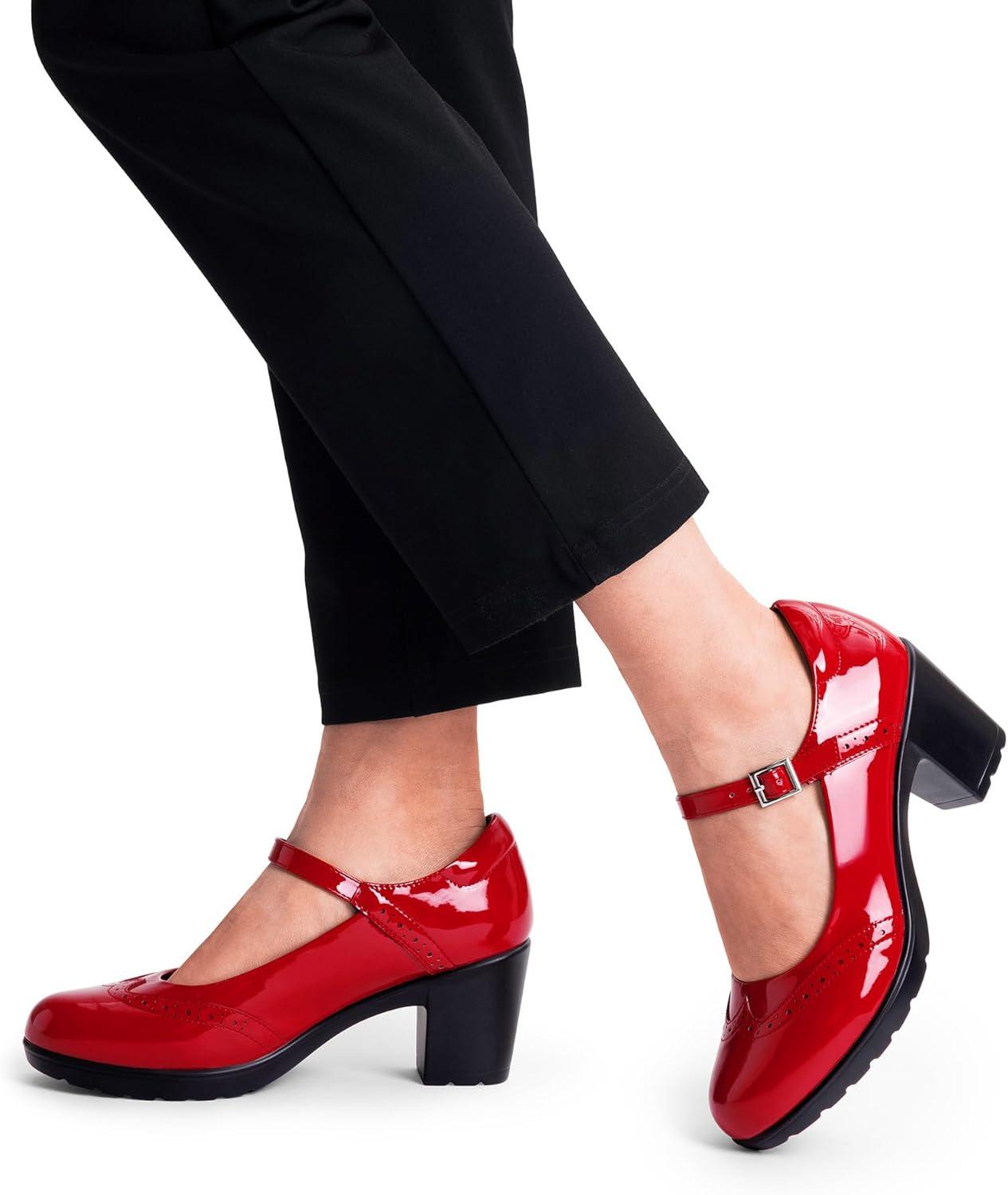 imageDREAM PAIRS Womens Oxfords Mary Jane Dress Shoes Heels for WomenRedpat