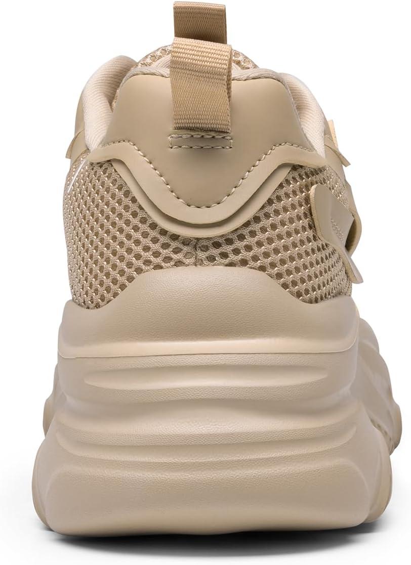 imageDREAM PAIRS Womens Platform Chunky Fashion Sneakers Jaxon Walking LaceUp Comfortable Dad Sneakers Workout Sport Work Casual Tennis ShoesApricot