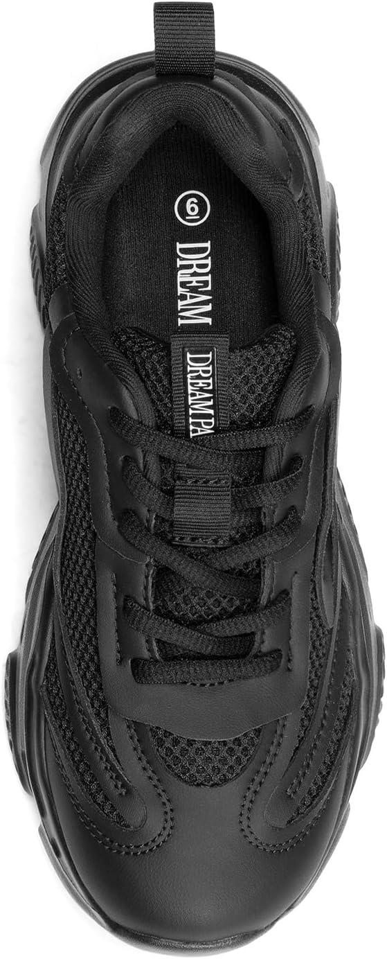 imageDREAM PAIRS Womens Platform Chunky Fashion Sneakers Jaxon Walking LaceUp Comfortable Dad Sneakers Workout Sport Work Casual Tennis ShoesBlack
