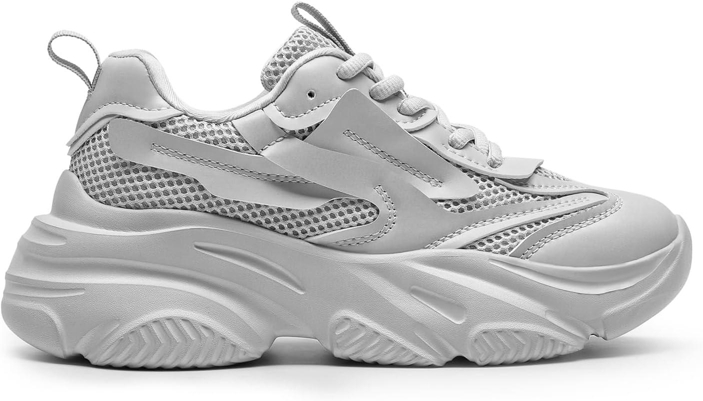 imageDREAM PAIRS Womens Platform Chunky Fashion Sneakers Jaxon Walking LaceUp Comfortable Dad Sneakers Workout Sport Work Casual Tennis ShoesGrey