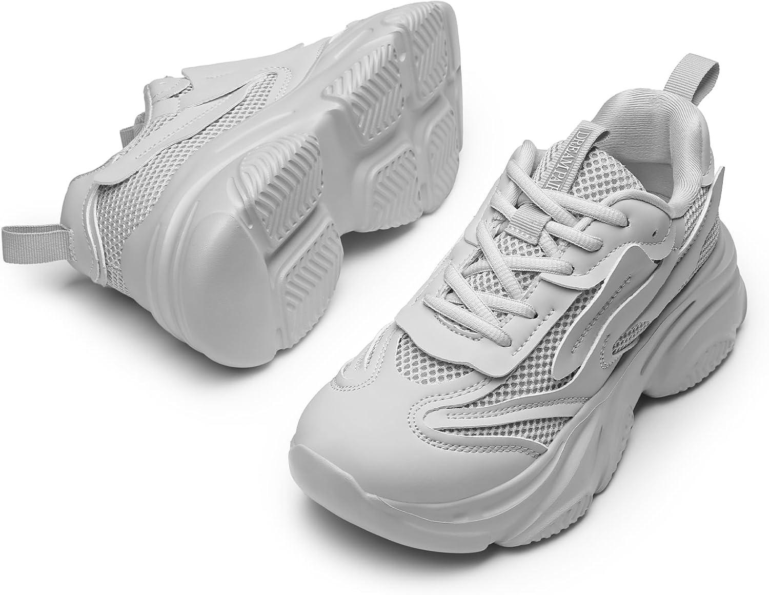 imageDREAM PAIRS Womens Platform Chunky Fashion Sneakers Jaxon Walking LaceUp Comfortable Dad Sneakers Workout Sport Work Casual Tennis ShoesGrey