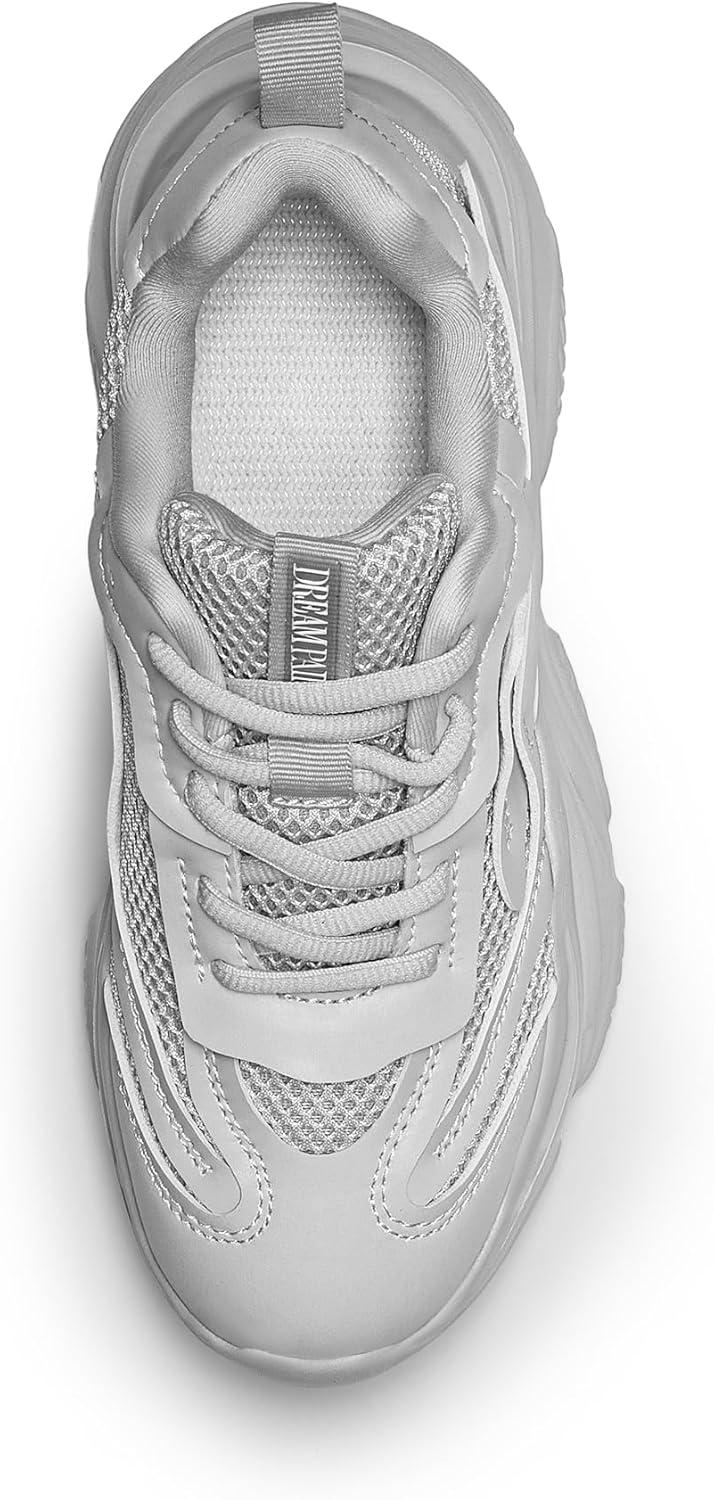 imageDREAM PAIRS Womens Platform Chunky Fashion Sneakers Jaxon Walking LaceUp Comfortable Dad Sneakers Workout Sport Work Casual Tennis ShoesGrey