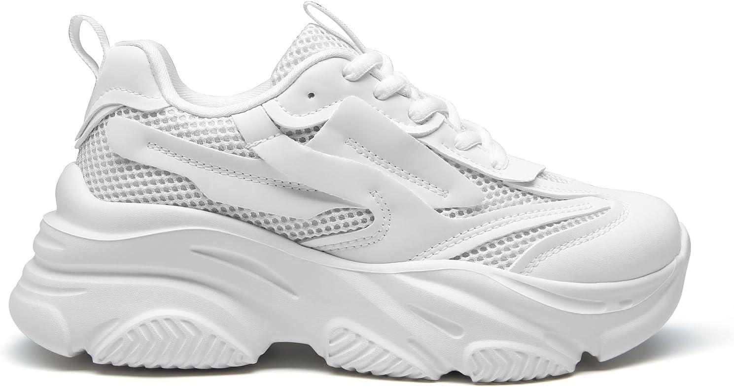 imageDREAM PAIRS Womens Platform Chunky Fashion Sneakers Jaxon Walking LaceUp Comfortable Dad Sneakers Workout Sport Work Casual Tennis ShoesWhite