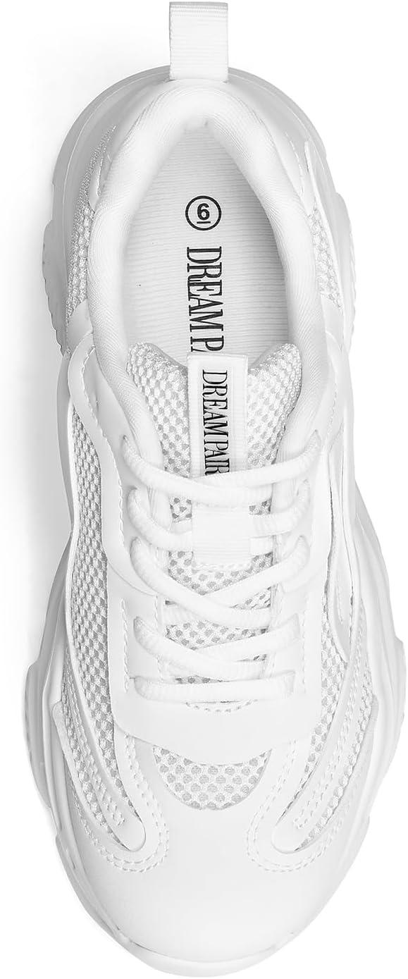 imageDREAM PAIRS Womens Platform Chunky Fashion Sneakers Jaxon Walking LaceUp Comfortable Dad Sneakers Workout Sport Work Casual Tennis ShoesWhite