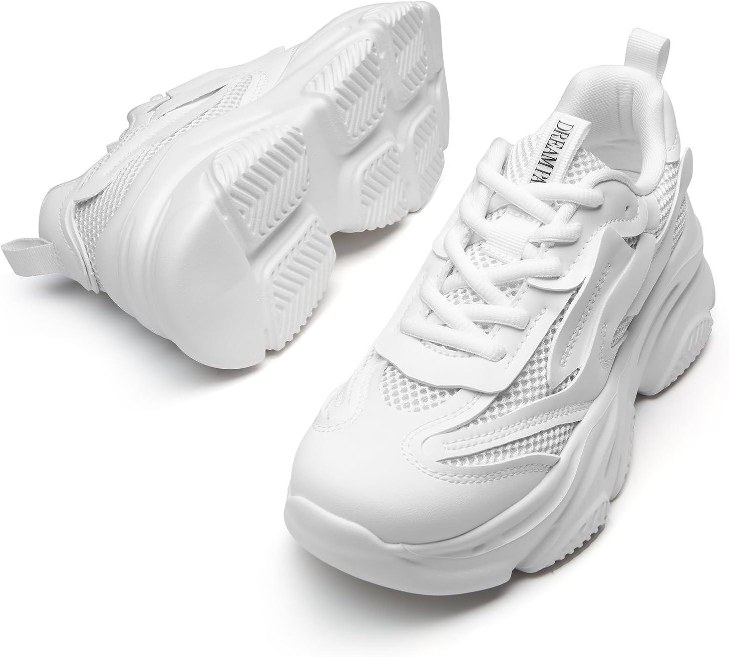 imageDREAM PAIRS Womens Platform Chunky Fashion Sneakers Jaxon Walking LaceUp Comfortable Dad Sneakers Workout Sport Work Casual Tennis ShoesWhite