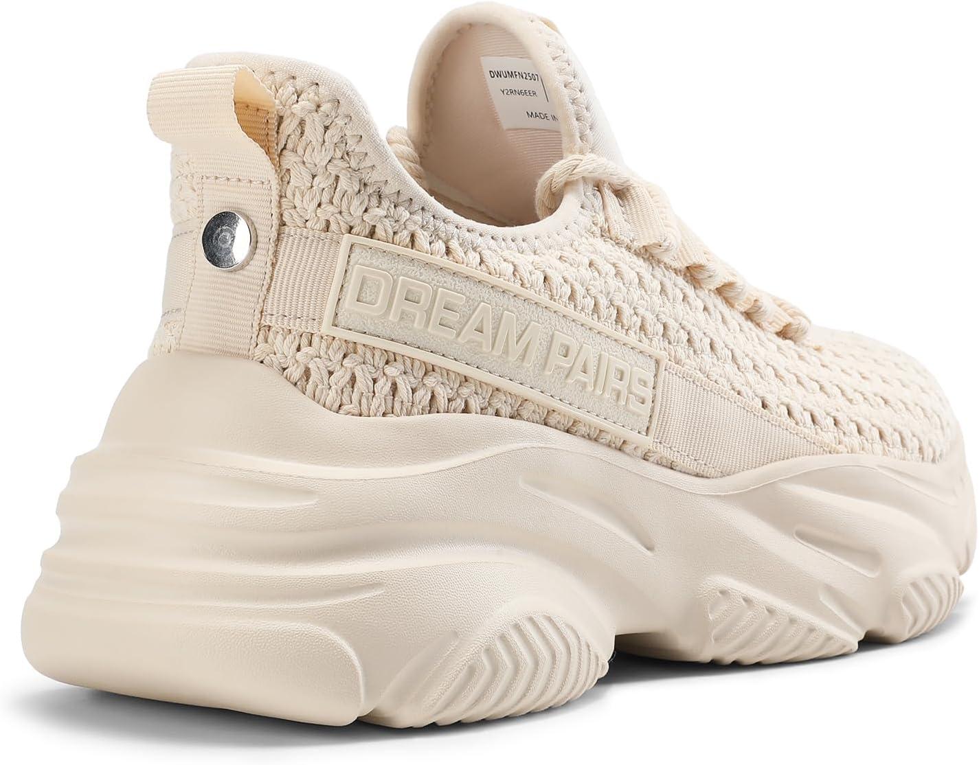 imageDREAM PAIRS Womens Platform Chunky Fashion Sneakers Slip on Walking Stylish Lightweight Classic Casual SneakerBeige