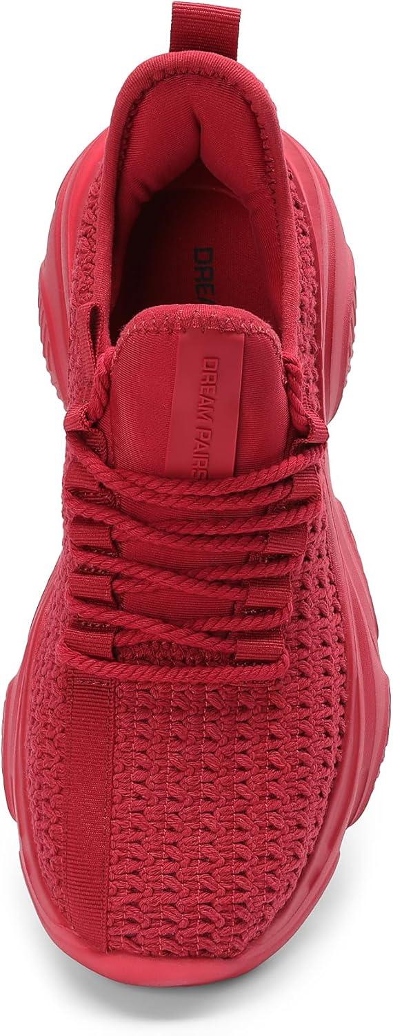 imageDREAM PAIRS Womens Platform Chunky Fashion Sneakers Slip on Walking Stylish Lightweight Classic Casual SneakerRed