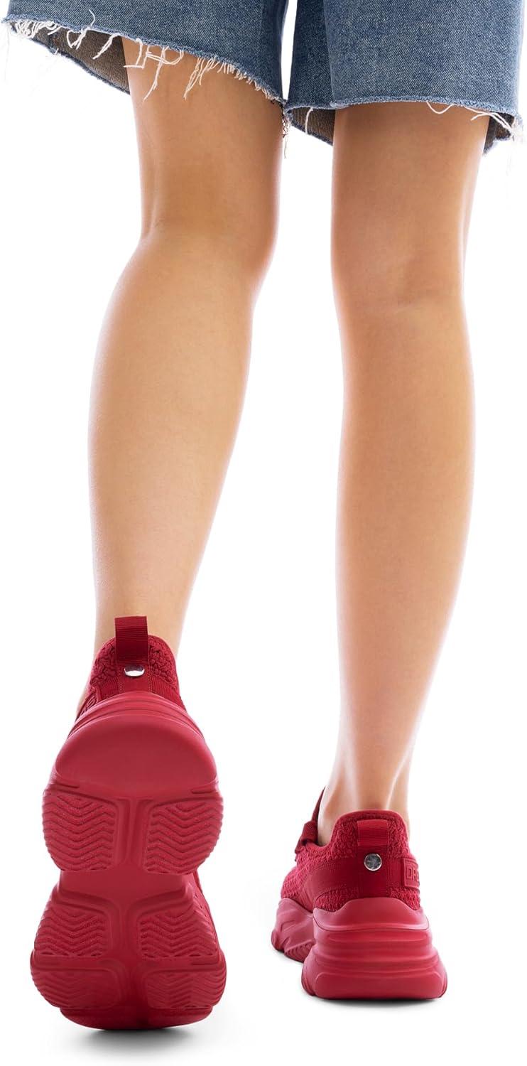 imageDREAM PAIRS Womens Platform Chunky Fashion Sneakers Slip on Walking Stylish Lightweight Classic Casual SneakerRed