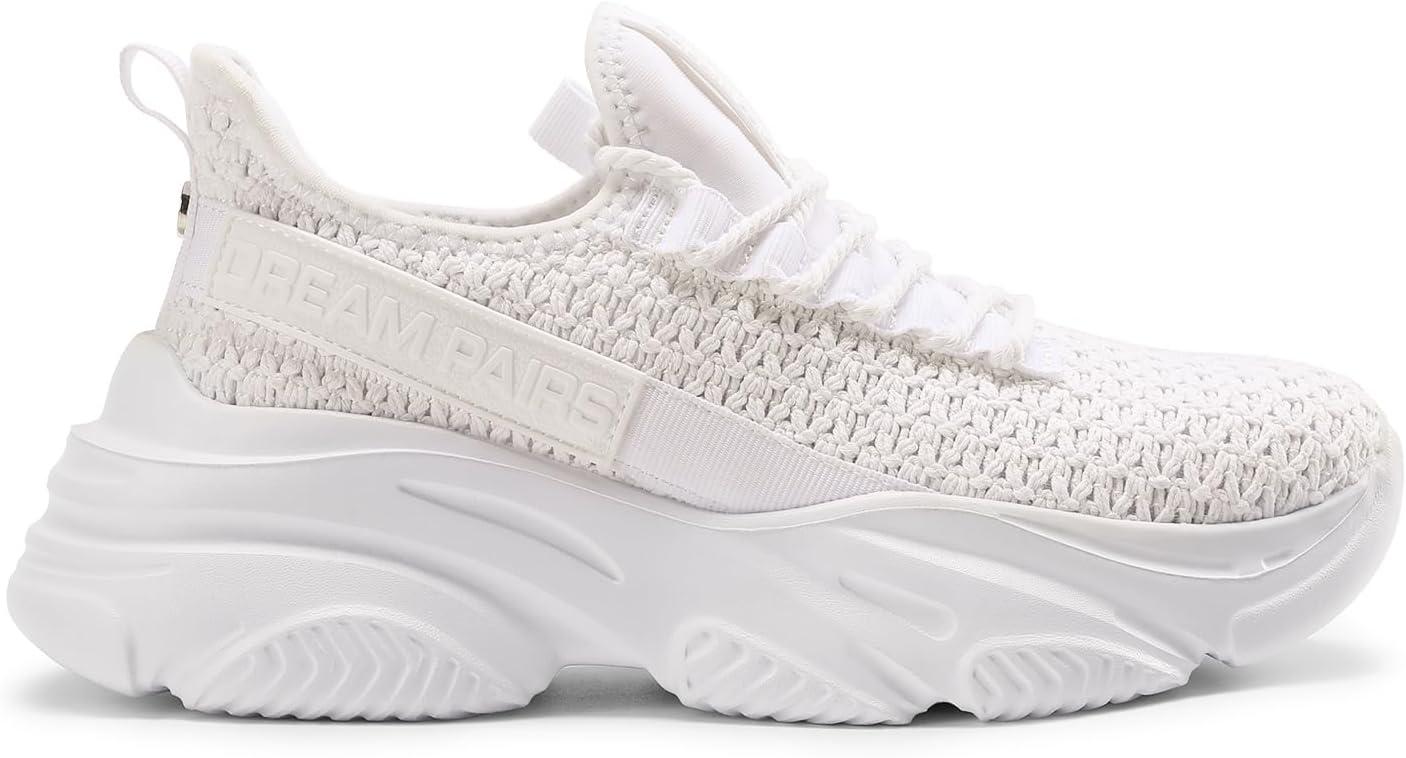 imageDREAM PAIRS Womens Platform Chunky Fashion Sneakers Slip on Walking Stylish Lightweight Classic Casual SneakerWhite