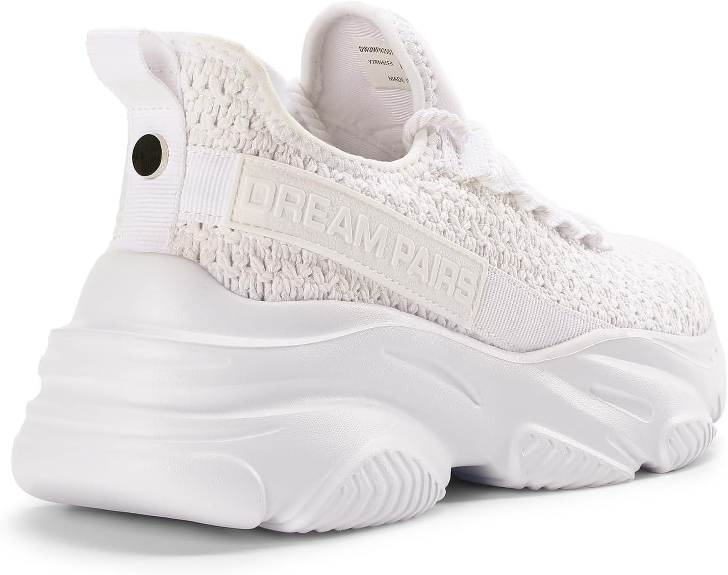 imageDREAM PAIRS Womens Platform Chunky Fashion Sneakers Slip on Walking Stylish Lightweight Classic Casual SneakerWhite