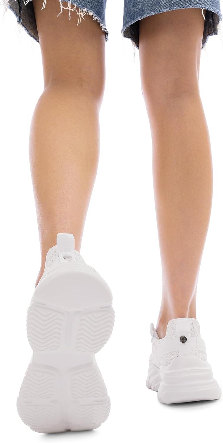 imageDREAM PAIRS Womens Platform Chunky Fashion Sneakers Slip on Walking Stylish Lightweight Classic Casual SneakerWhite