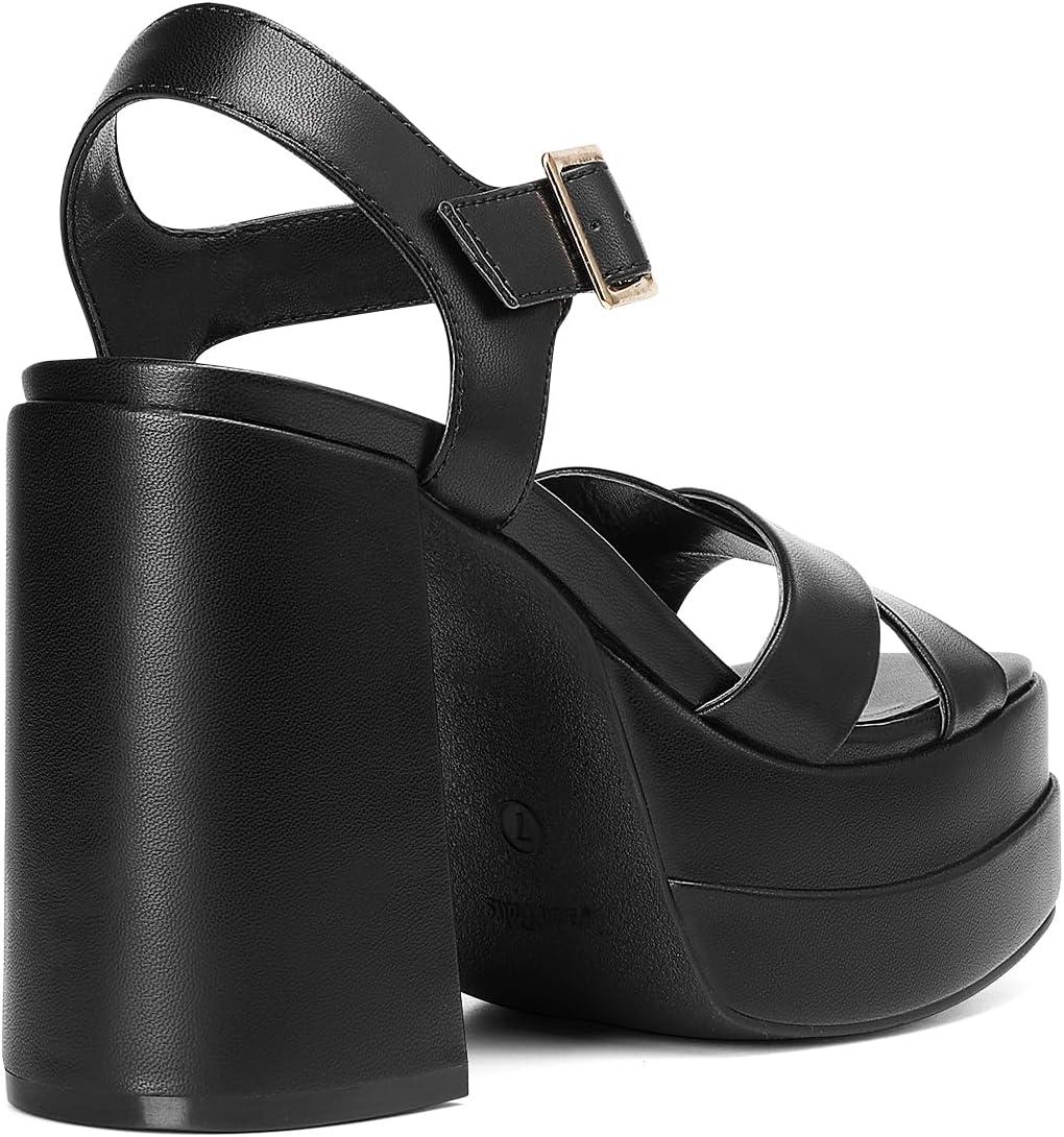 imageDREAM PAIRS Womens Platform Chunky Heels Square Open Toe Ankle Strap High Heeled Sandals Y2K Shoes for Party BrunchBlack