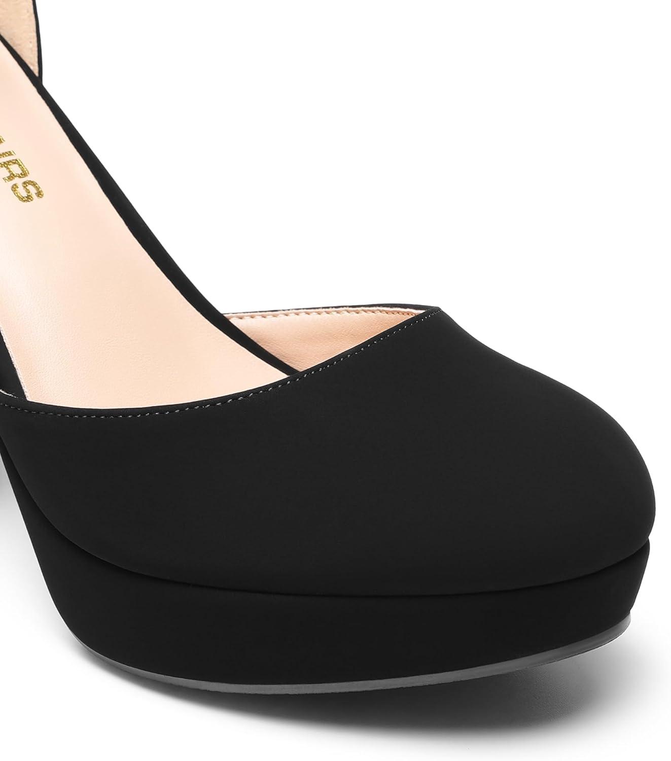 imageDREAM PAIRS Womens Platform Chunky High Heels Closed Toe Block Ankle Strap Dress Bridal Party Wedding ShoesBlacknubuck