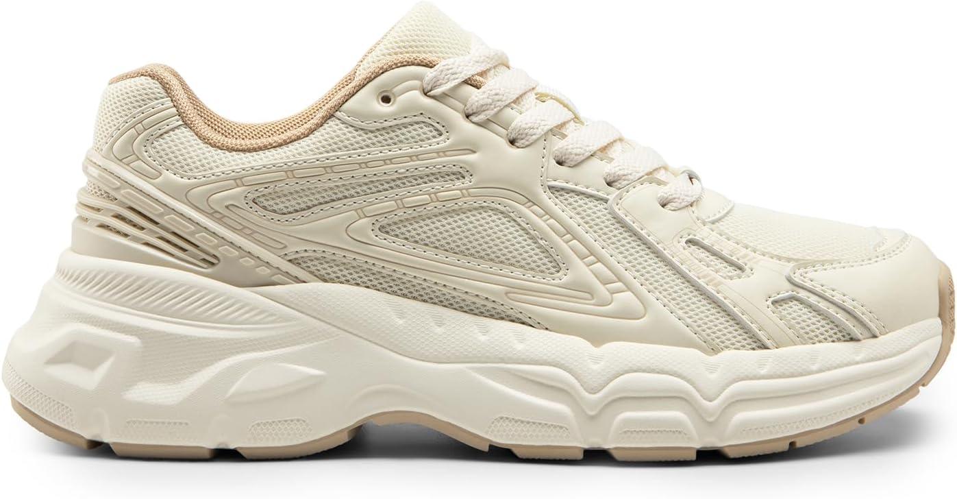 imageDREAM PAIRS Womens Platform Chunky Liv Fashion Sneakers Walking LaceUp Comfortable Y2KStyle Sneakers Workout Sport Work Casual Tennis ShoesBeige