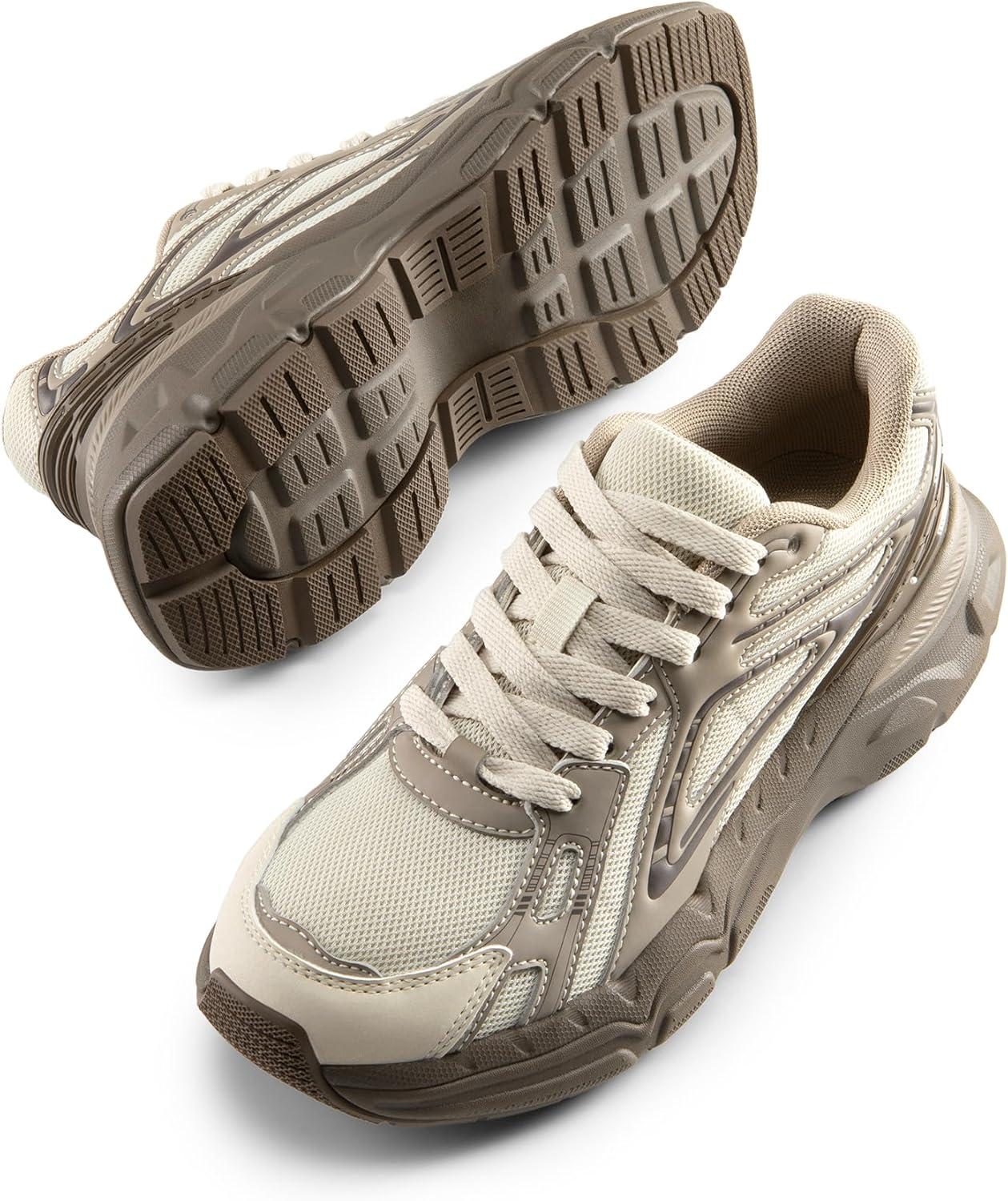 imageDREAM PAIRS Womens Platform Chunky Liv Fashion Sneakers Walking LaceUp Comfortable Y2KStyle Sneakers Workout Sport Work Casual Tennis ShoesBrownBeige