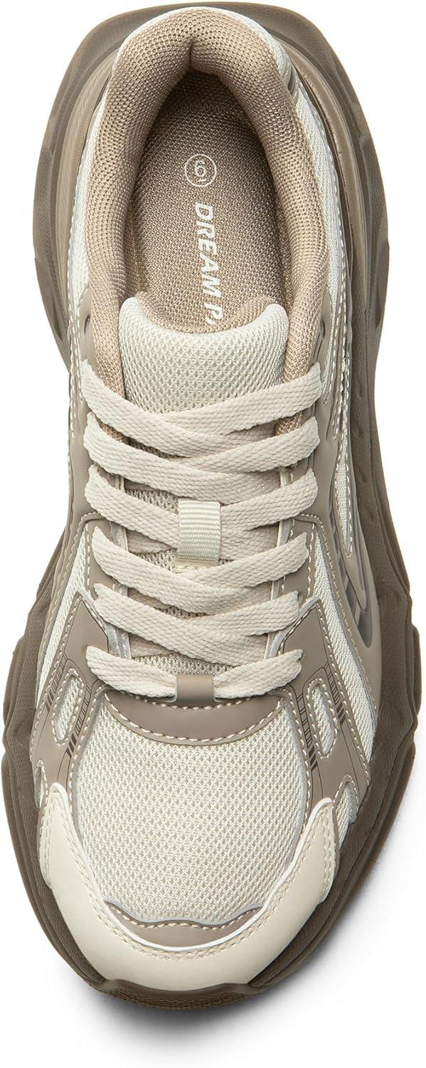 imageDREAM PAIRS Womens Platform Chunky Liv Fashion Sneakers Walking LaceUp Comfortable Y2KStyle Sneakers Workout Sport Work Casual Tennis ShoesBrownBeige
