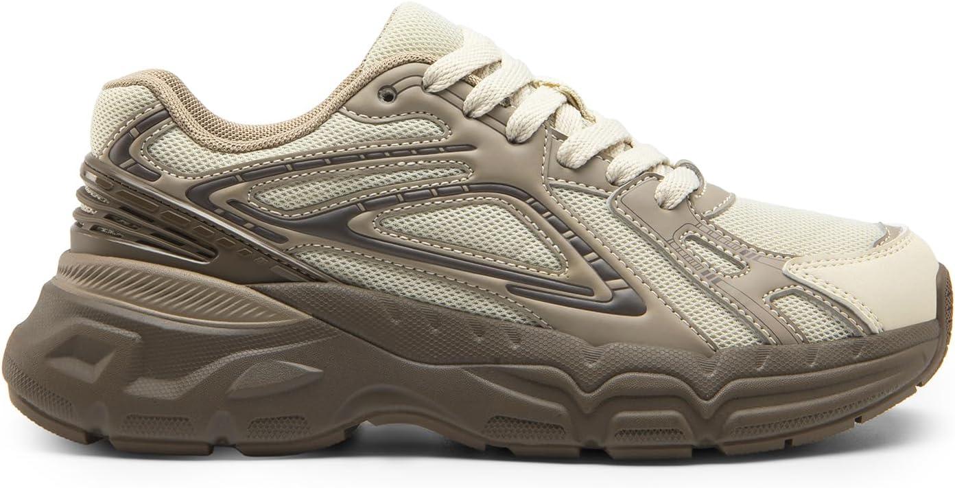 imageDREAM PAIRS Womens Platform Chunky Liv Fashion Sneakers Walking LaceUp Comfortable Y2KStyle Sneakers Workout Sport Work Casual Tennis ShoesBrownBeige