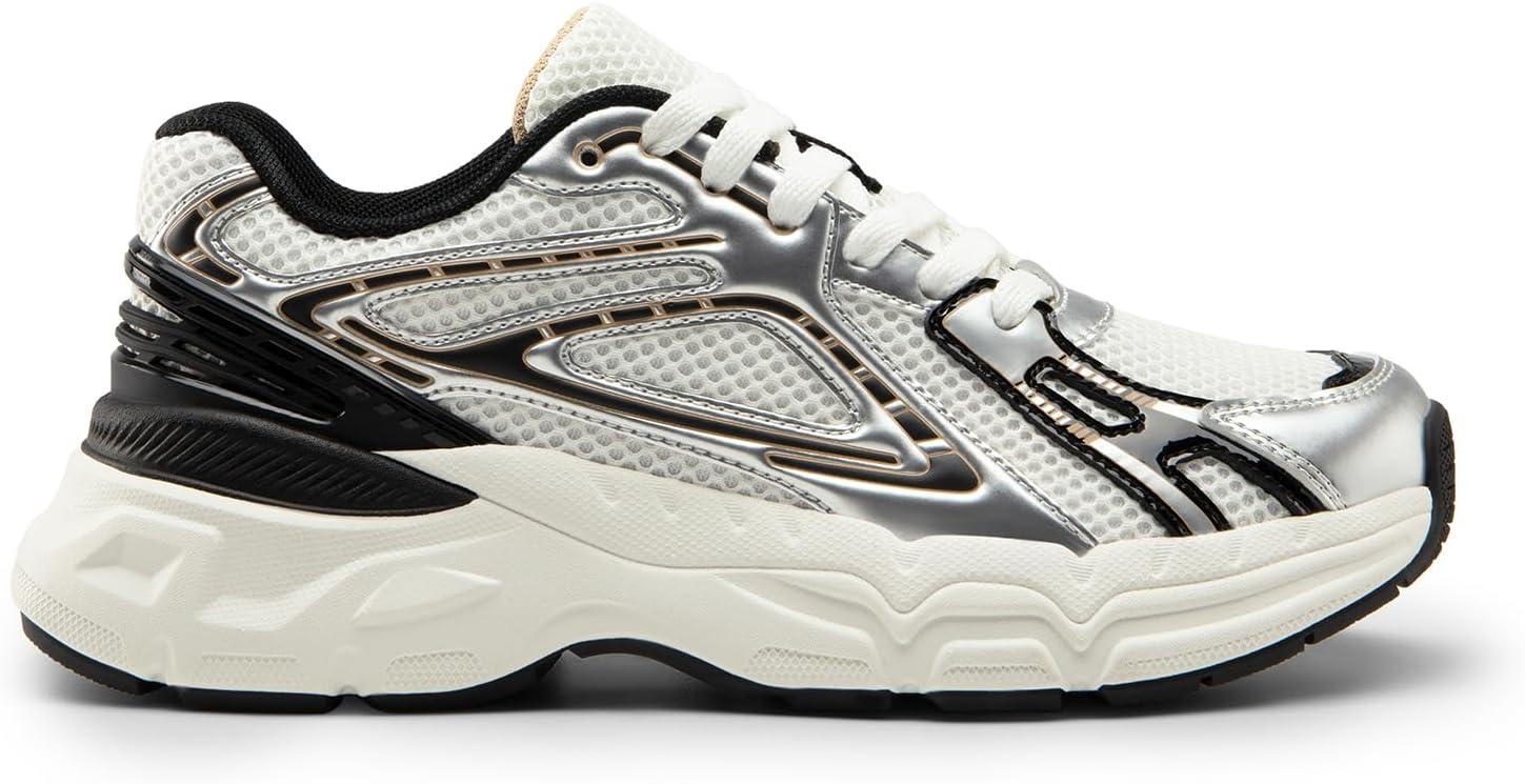 imageDREAM PAIRS Womens Platform Chunky Liv Fashion Sneakers Walking LaceUp Comfortable Y2KStyle Sneakers Workout Sport Work Casual Tennis ShoesSilverBlack