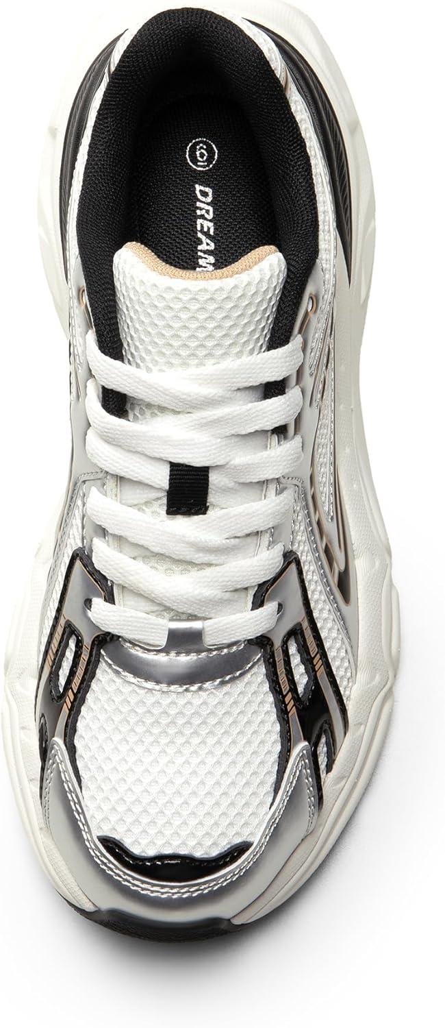 imageDREAM PAIRS Womens Platform Chunky Liv Fashion Sneakers Walking LaceUp Comfortable Y2KStyle Sneakers Workout Sport Work Casual Tennis ShoesSilverBlack