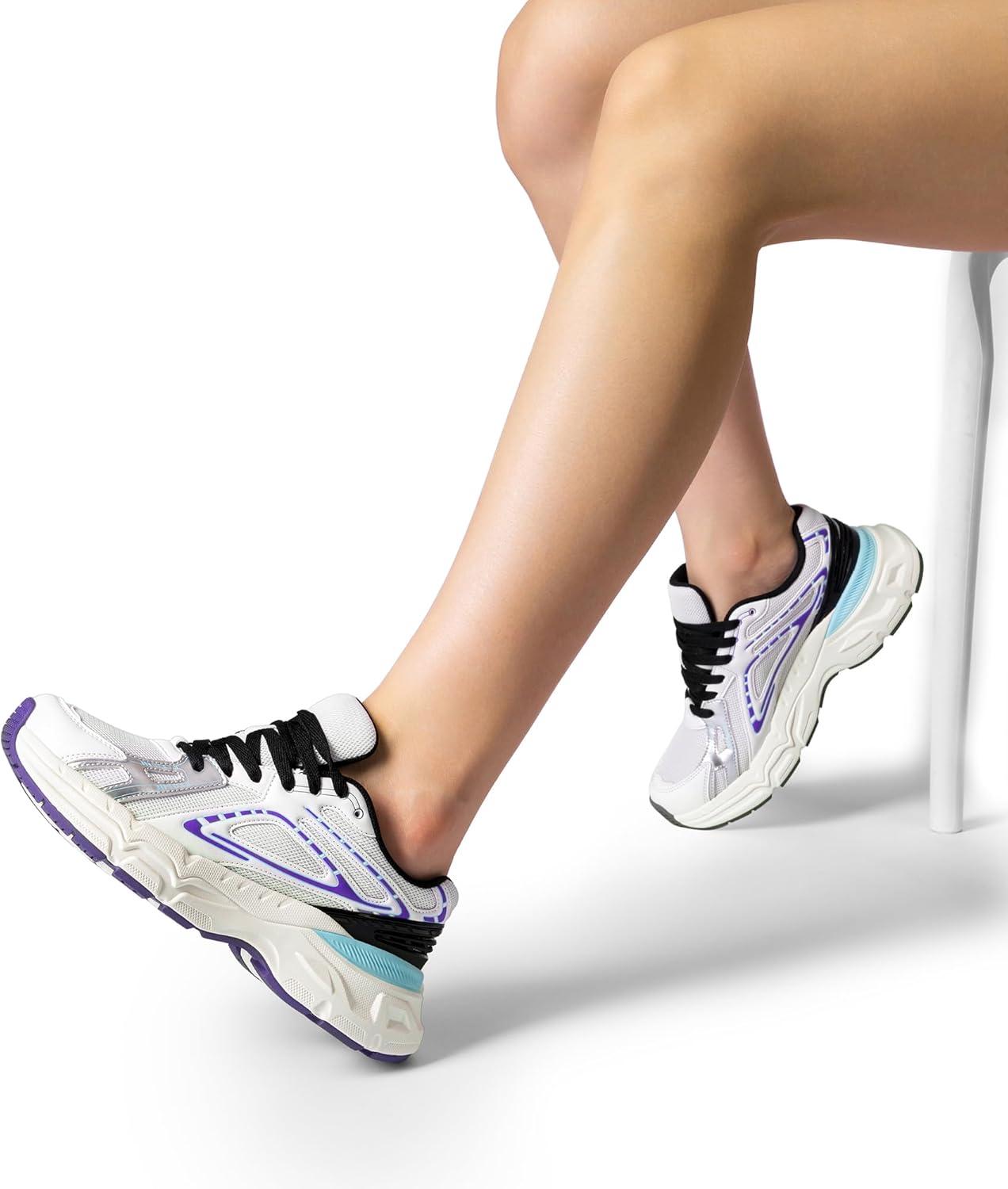 imageDREAM PAIRS Womens Platform Chunky Liv Fashion Sneakers Walking LaceUp Comfortable Y2KStyle Sneakers Workout Sport Work Casual Tennis ShoesWhitePurple