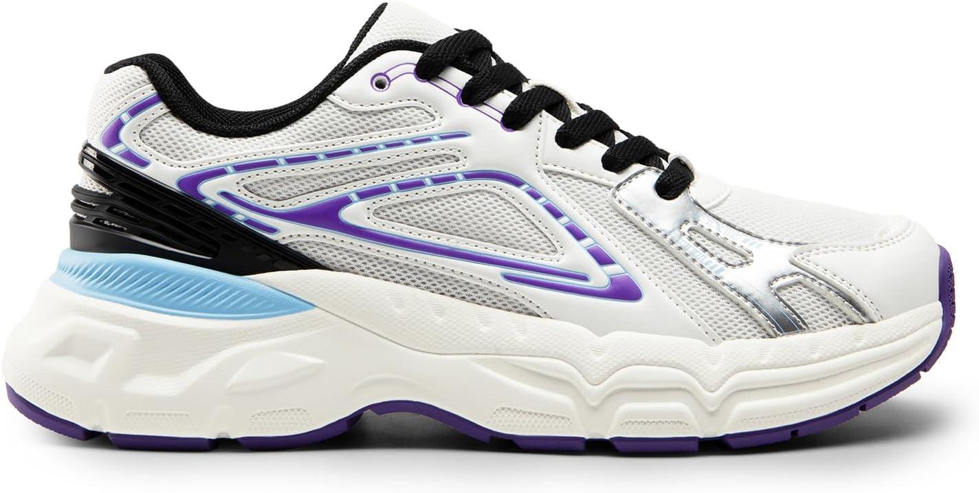 imageDREAM PAIRS Womens Platform Chunky Liv Fashion Sneakers Walking LaceUp Comfortable Y2KStyle Sneakers Workout Sport Work Casual Tennis ShoesWhitePurple