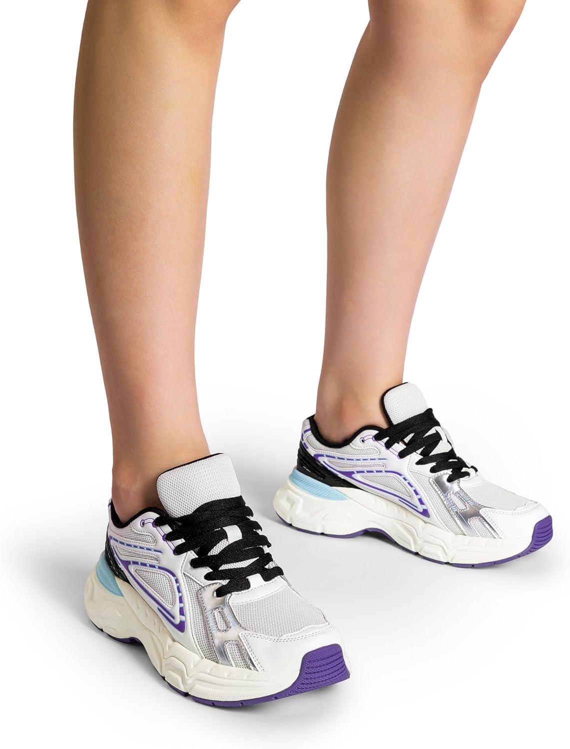 imageDREAM PAIRS Womens Platform Chunky Liv Fashion Sneakers Walking LaceUp Comfortable Y2KStyle Sneakers Workout Sport Work Casual Tennis ShoesWhitePurple