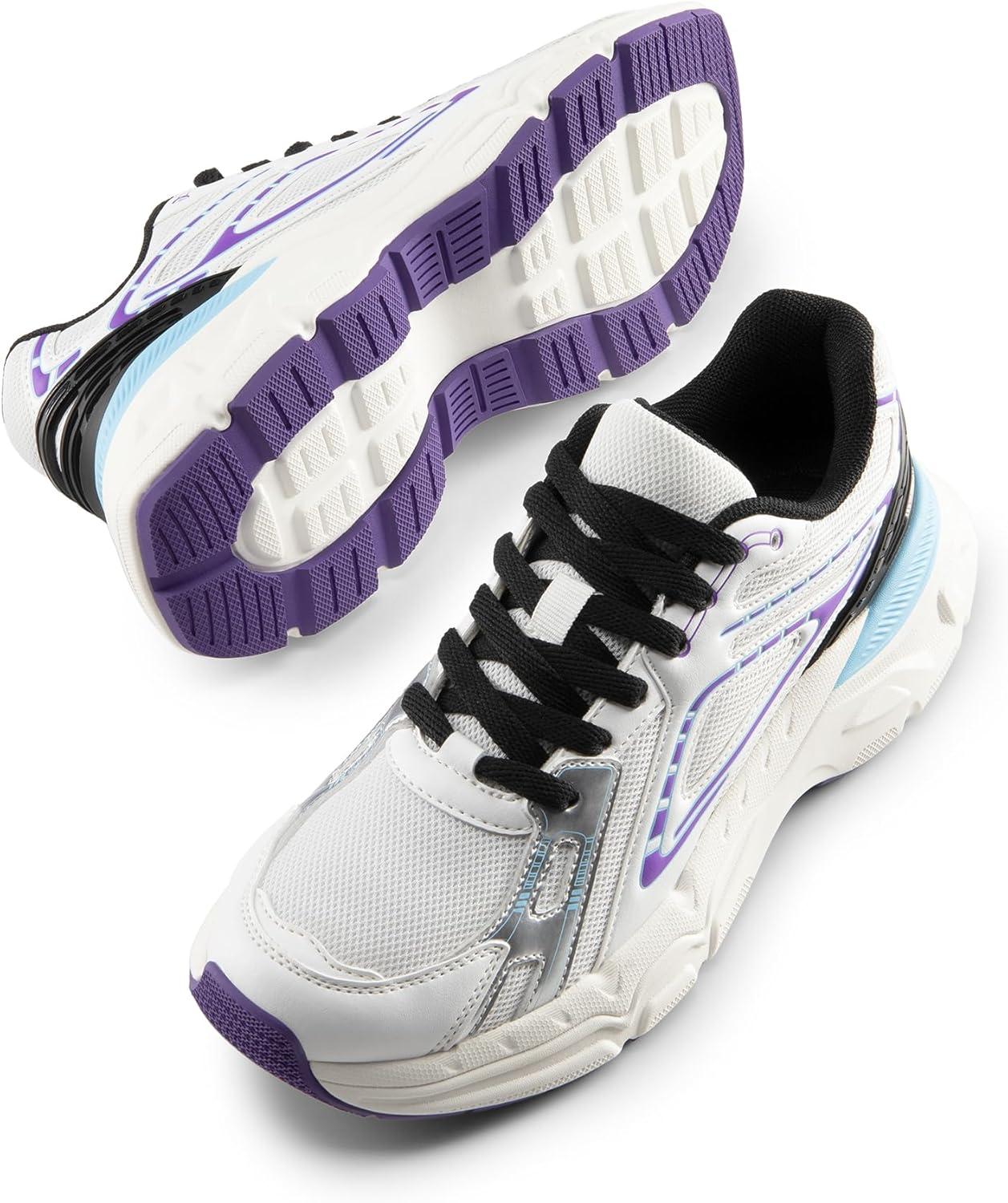 imageDREAM PAIRS Womens Platform Chunky Liv Fashion Sneakers Walking LaceUp Comfortable Y2KStyle Sneakers Workout Sport Work Casual Tennis ShoesWhitePurple