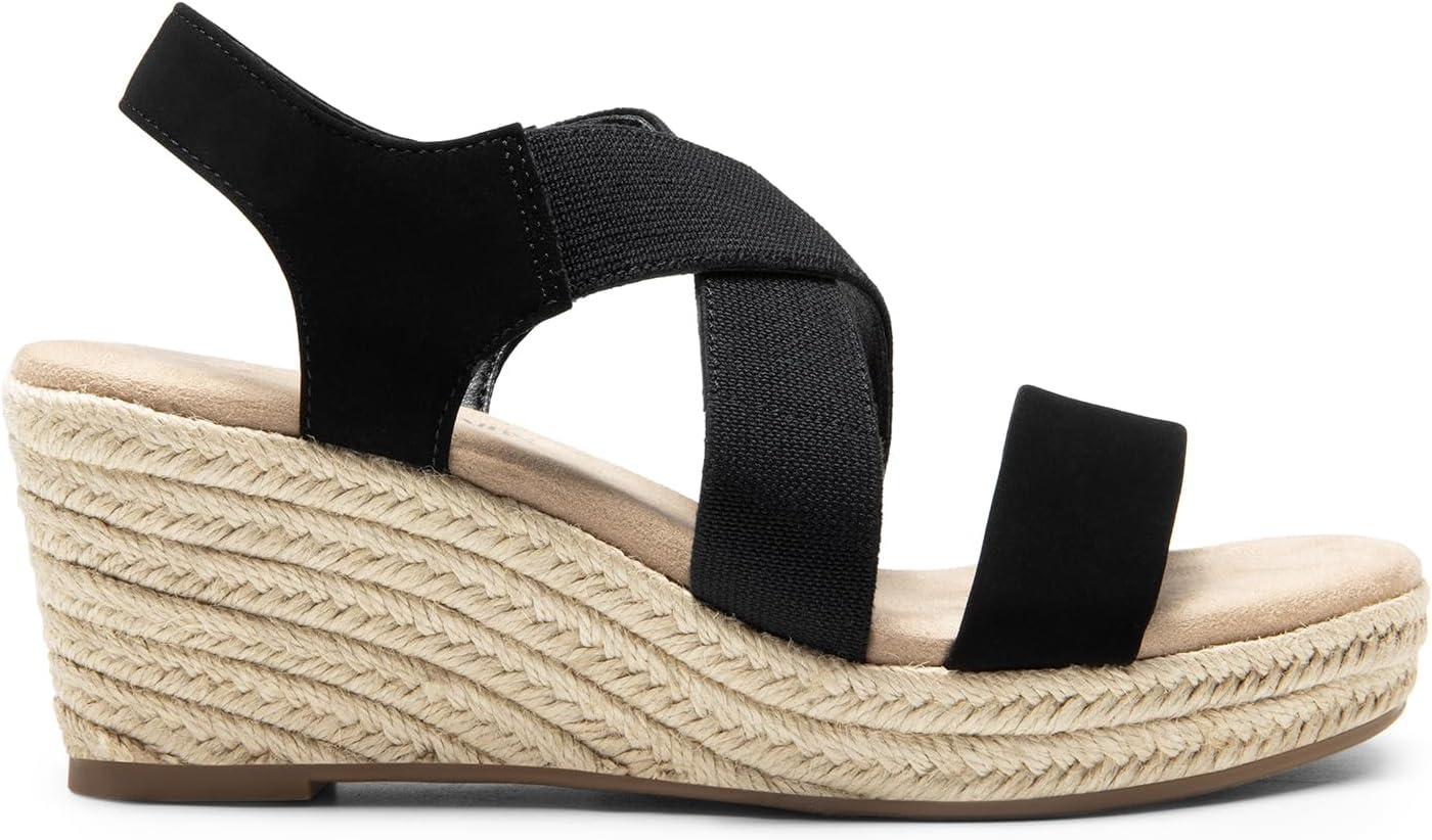 imageDREAM PAIRS Womens Platform Espadrilles Wedge Sandals Slip on Elastic Ankle Strap Sandals for Women Casual Dressy SummerBlacknubuck