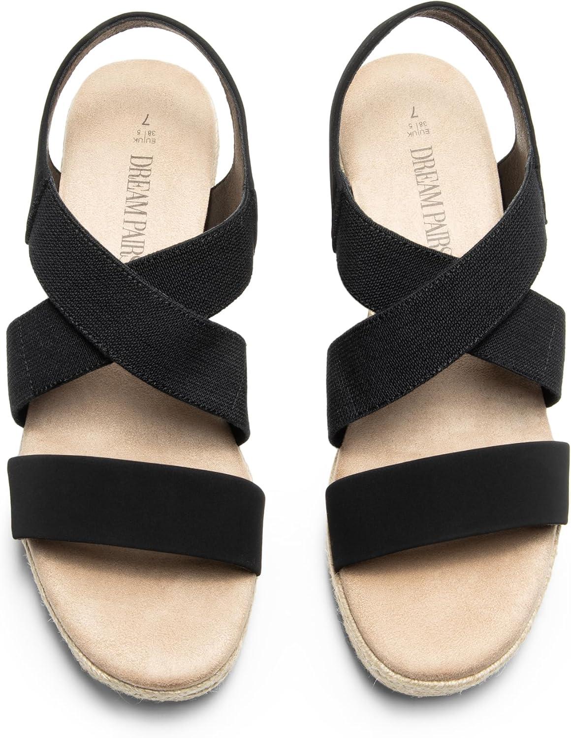 imageDREAM PAIRS Womens Platform Espadrilles Wedge Sandals Slip on Elastic Ankle Strap Sandals for Women Casual Dressy SummerBlacknubuck