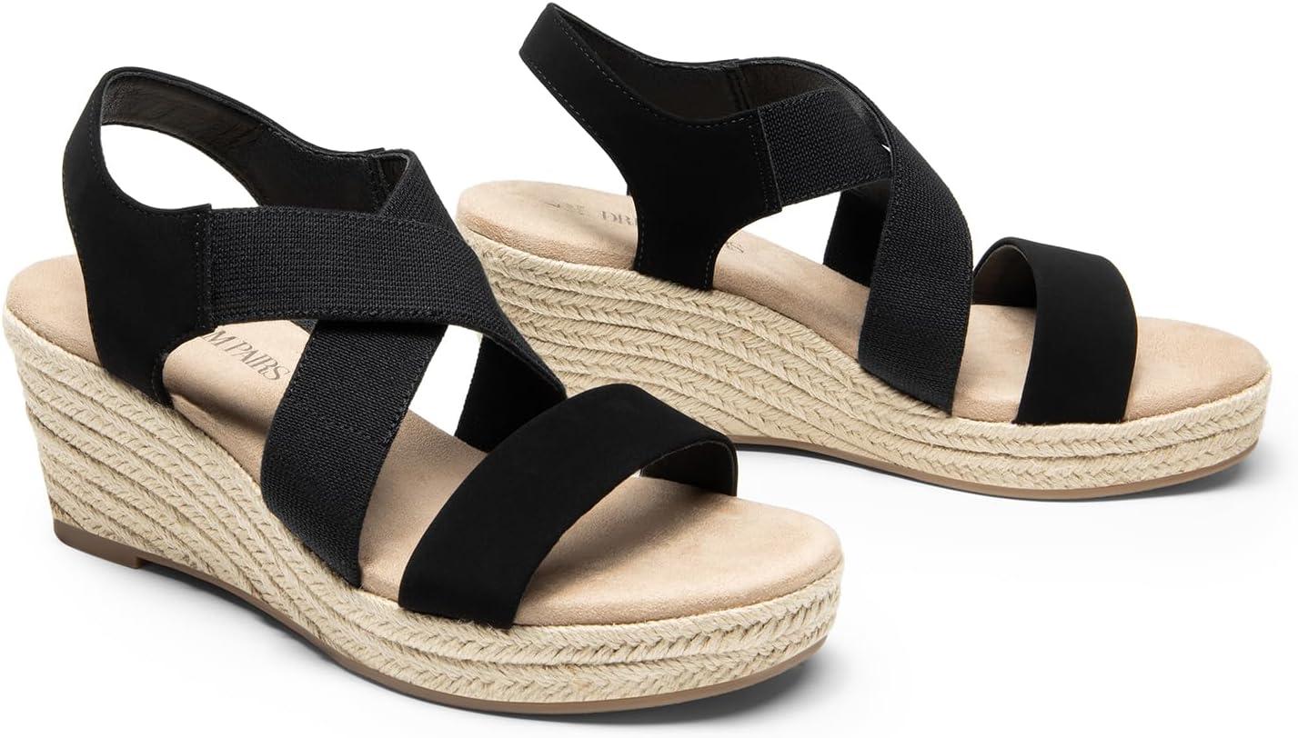 imageDREAM PAIRS Womens Platform Espadrilles Wedge Sandals Slip on Elastic Ankle Strap Sandals for Women Casual Dressy SummerBlacknubuck
