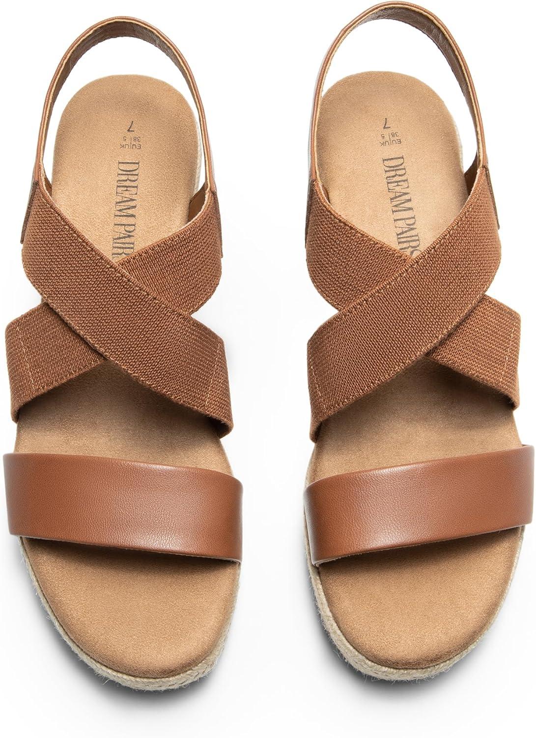 imageDREAM PAIRS Womens Platform Espadrilles Wedge Sandals Slip on Elastic Ankle Strap Sandals for Women Casual Dressy SummerCamelpu