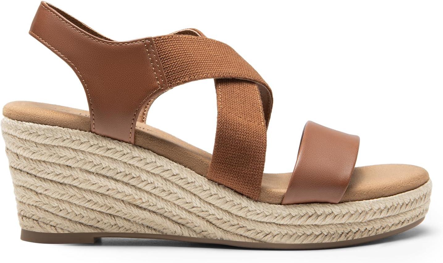 imageDREAM PAIRS Womens Platform Espadrilles Wedge Sandals Slip on Elastic Ankle Strap Sandals for Women Casual Dressy SummerCamelpu