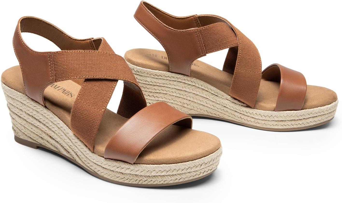 imageDREAM PAIRS Womens Platform Espadrilles Wedge Sandals Slip on Elastic Ankle Strap Sandals for Women Casual Dressy SummerCamelpu