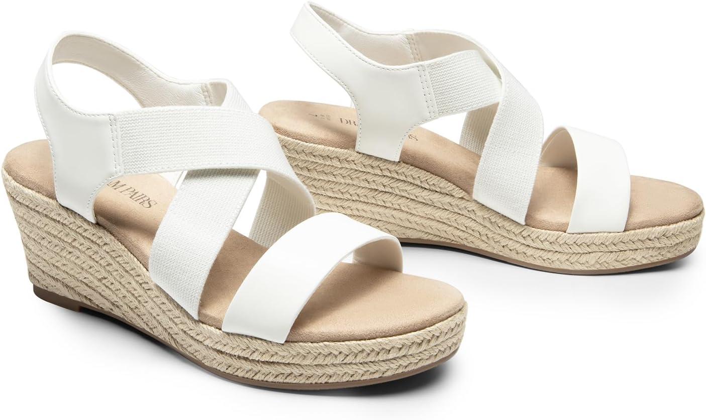 imageDREAM PAIRS Womens Platform Espadrilles Wedge Sandals Slip on Elastic Ankle Strap Sandals for Women Casual Dressy SummerWhitepu