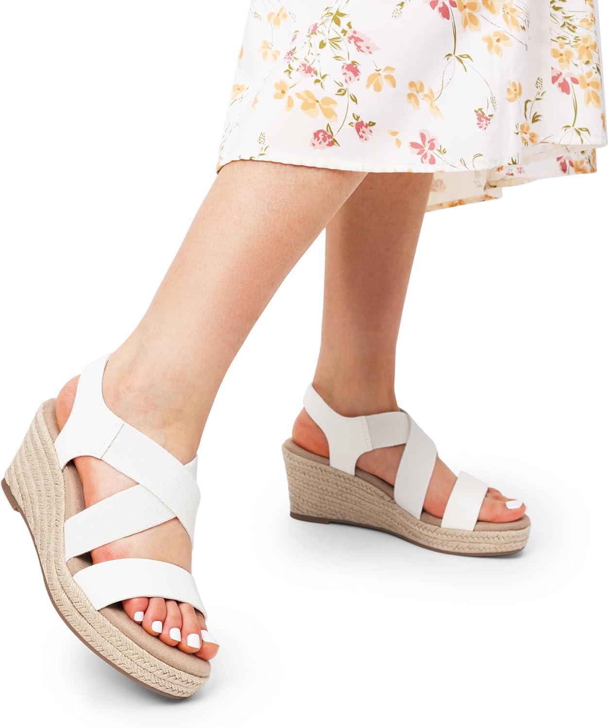 imageDREAM PAIRS Womens Platform Espadrilles Wedge Sandals Slip on Elastic Ankle Strap Sandals for Women Casual Dressy SummerWhitepu