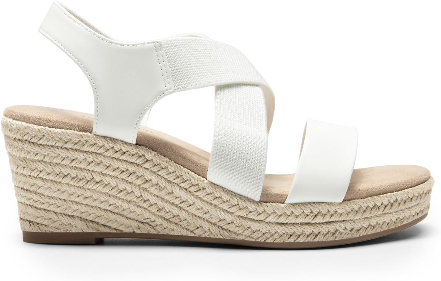 imageDREAM PAIRS Womens Platform Espadrilles Wedge Sandals Slip on Elastic Ankle Strap Sandals for Women Casual Dressy SummerWhitepu