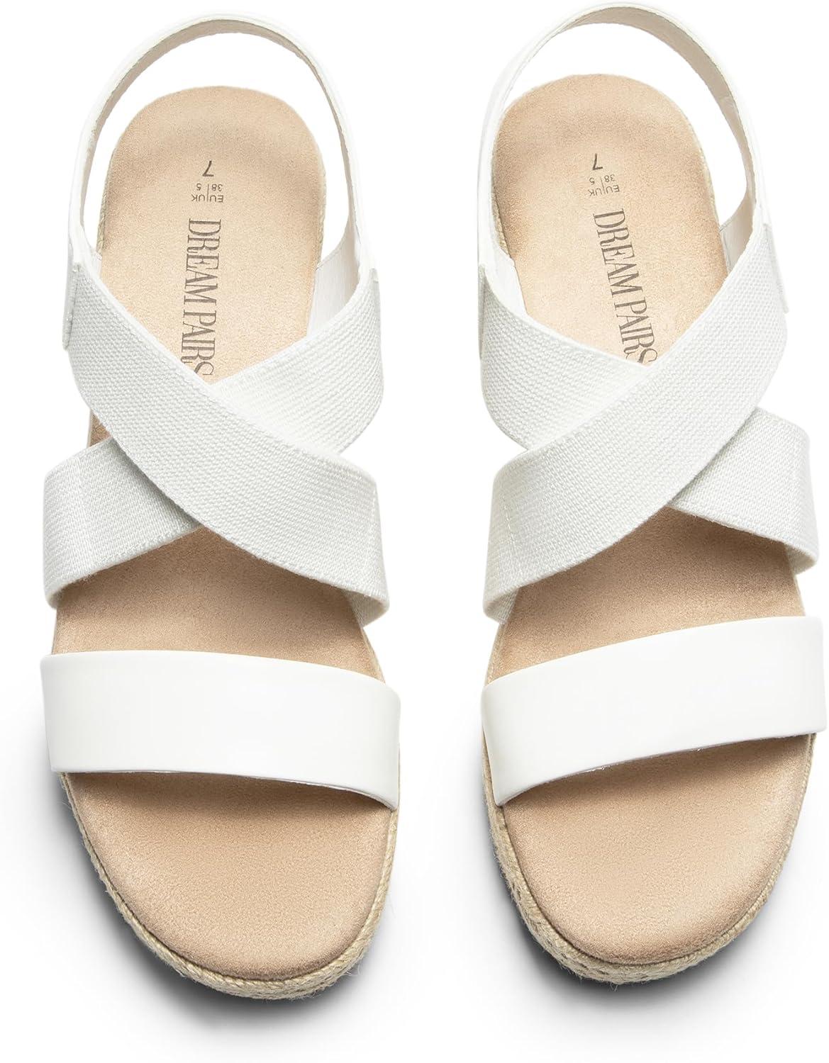 imageDREAM PAIRS Womens Platform Espadrilles Wedge Sandals Slip on Elastic Ankle Strap Sandals for Women Casual Dressy SummerWhitepu