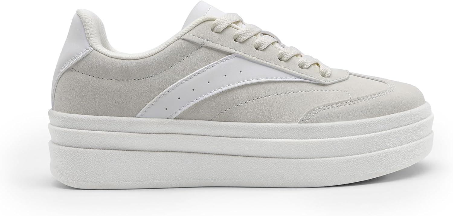 imageDREAM PAIRS Womens Platform Sneakers Walking Val Tennis LaceUp Comfortable Casual Fashion Sneakers ShoesBeige