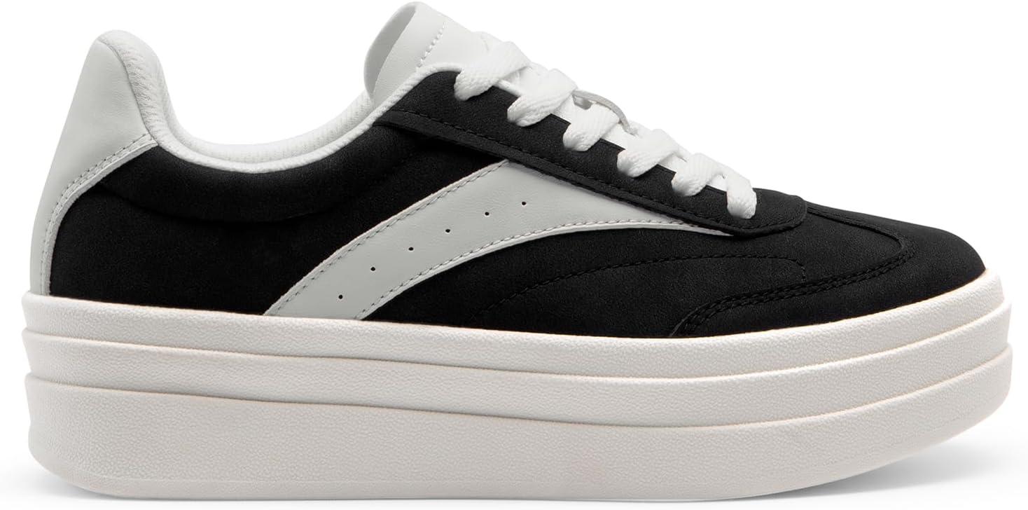 imageDREAM PAIRS Womens Platform Sneakers Walking Val Tennis LaceUp Comfortable Casual Fashion Sneakers ShoesBlackWhite