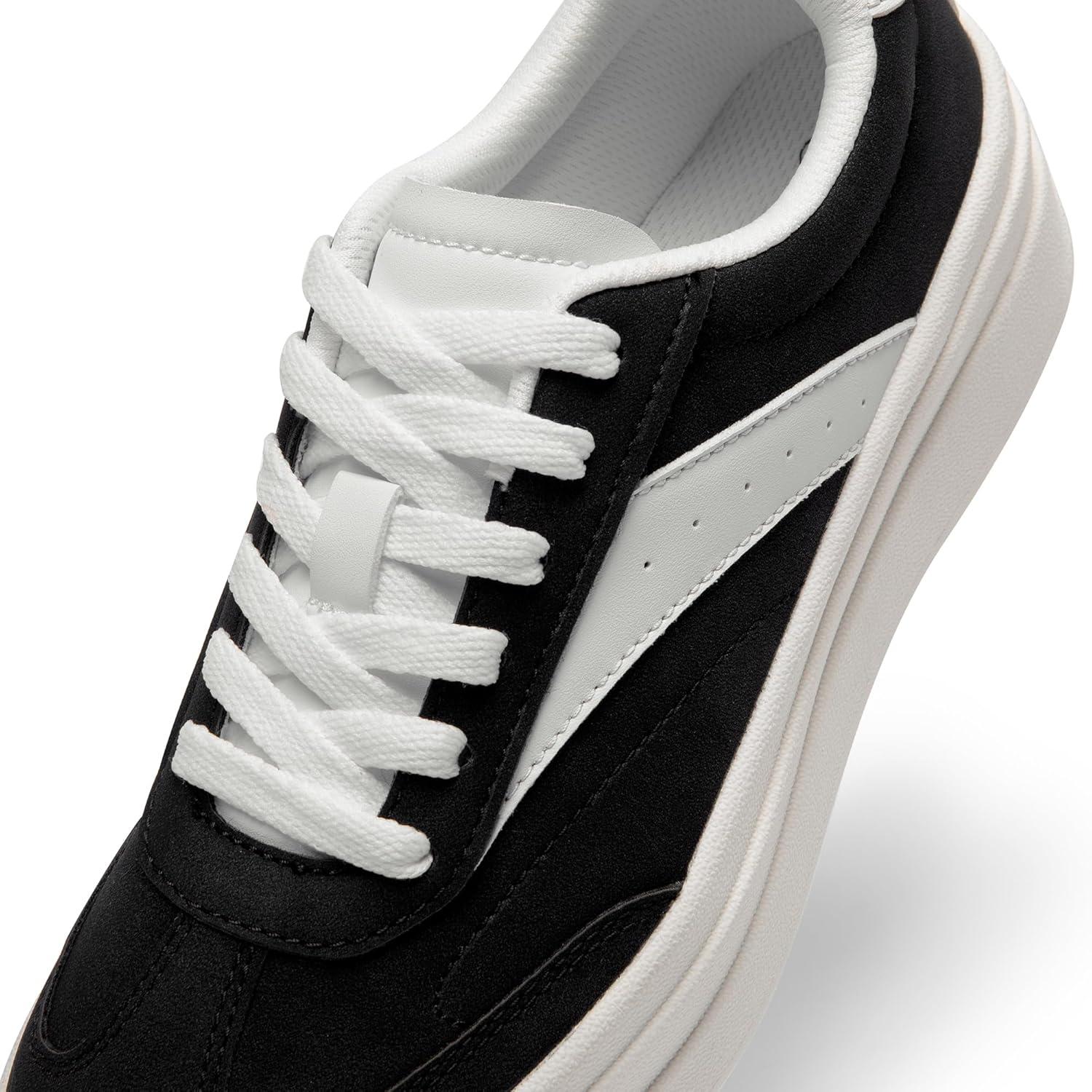 imageDREAM PAIRS Womens Platform Sneakers Walking Val Tennis LaceUp Comfortable Casual Fashion Sneakers ShoesBlackWhite